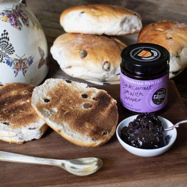 Blackcurrant Jam with Juniper Hot Cross Buns